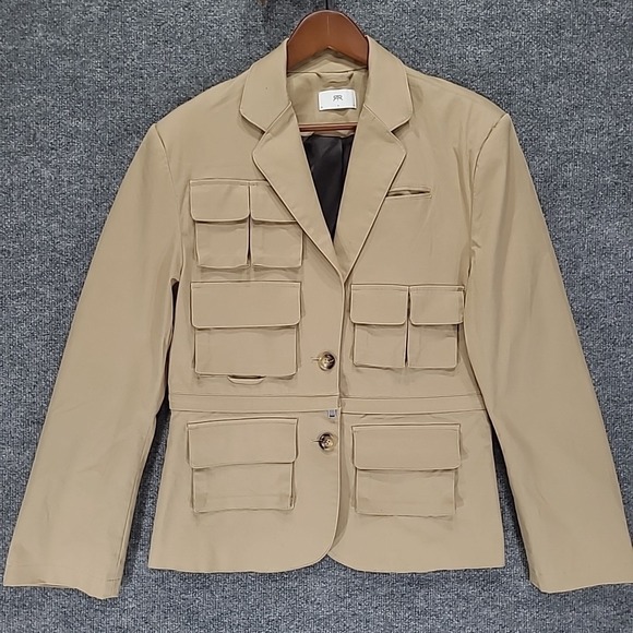 RTA Utilitarian Blazer White Pepper Beige Pockets Women's Size 10 - Picture 2 of 16